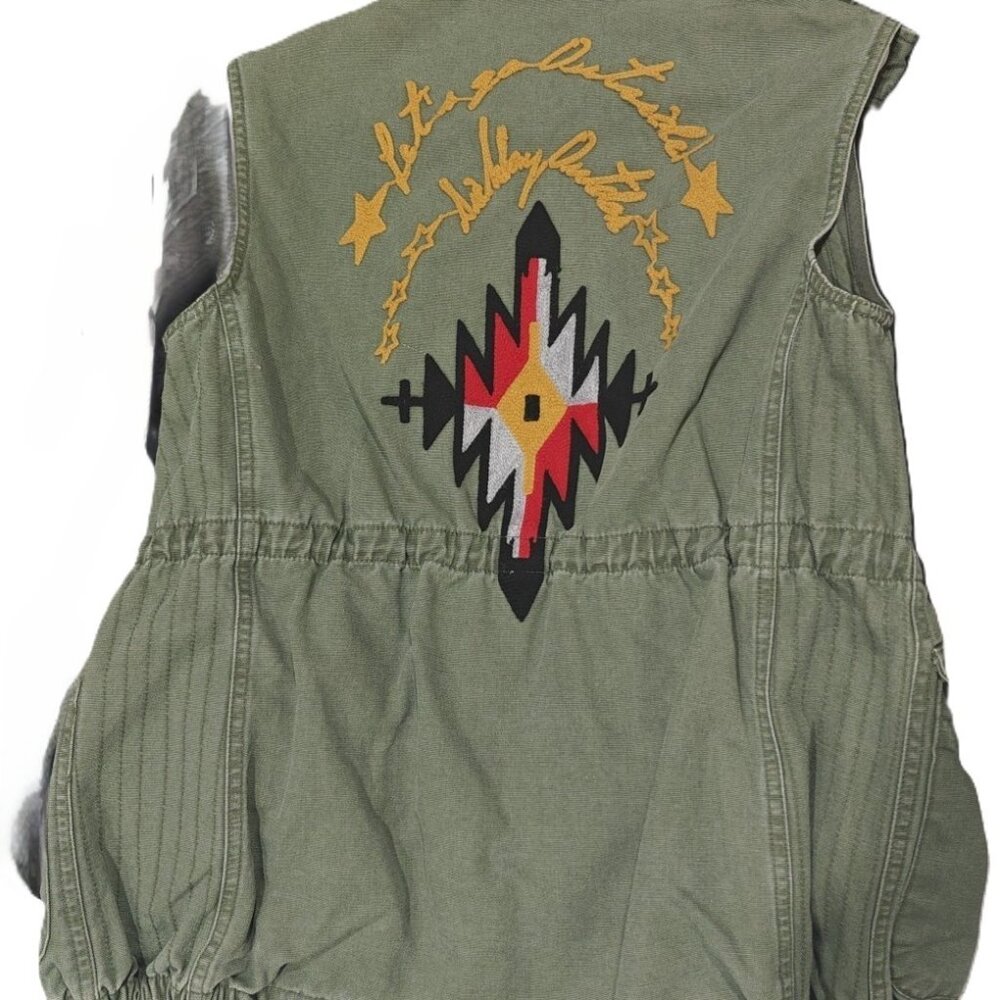Jerry Leigh Olive Utility Vest – Embroidered Back – Unisex